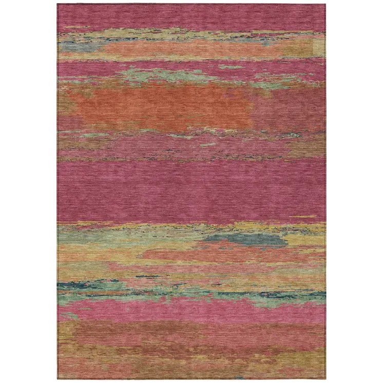 5' X 8' Blush Abstract Washable Indoor Outdoor Area Rug