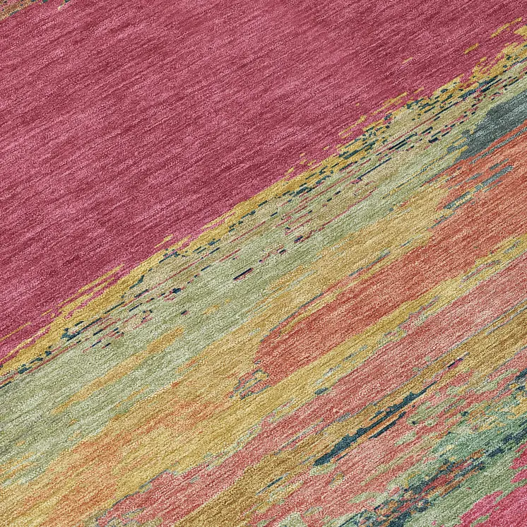 5' X 8' Blush Abstract Washable Indoor Outdoor Area Rug