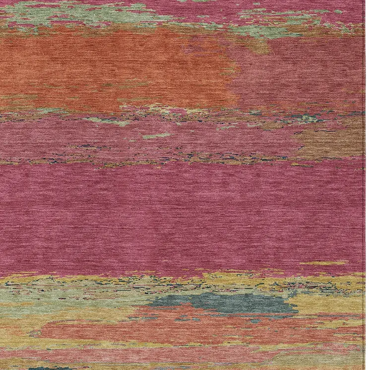 9' X 12' Blush Abstract Washable Indoor Outdoor Area Rug