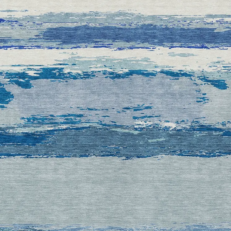 8' X 10' Blue Abstract Washable Indoor Outdoor Area Rug