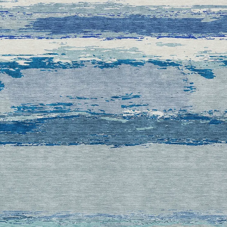 10' X 14' Blue Abstract Washable Indoor Outdoor Area Rug