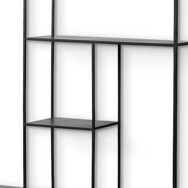 39" Black Metal Wall Mounted Tiered Shelf