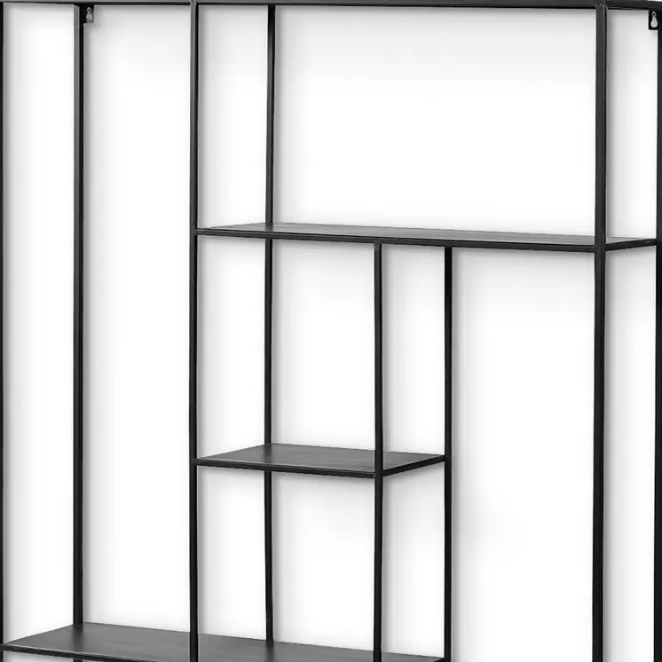 39" Black Metal Wall Mounted Tiered Shelf