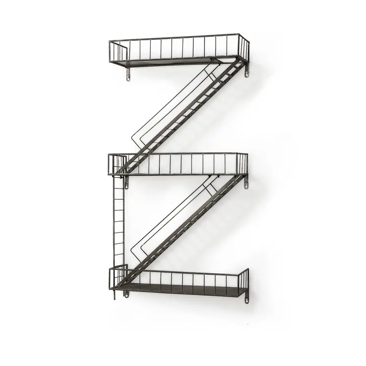 21" Gunmetal Gray Metal Novelty Wall Mounted Accent Shelf