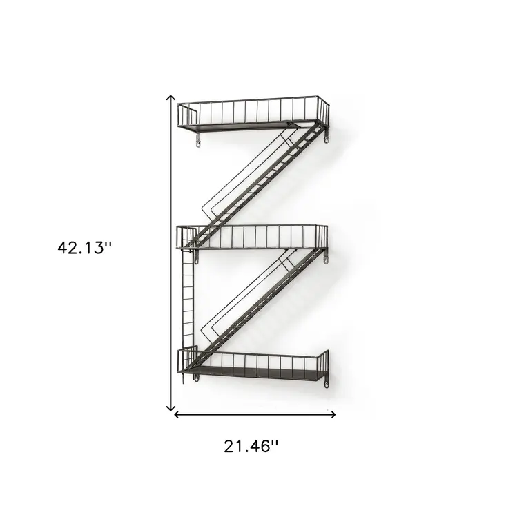 21" Gunmetal Gray Metal Novelty Wall Mounted Accent Shelf