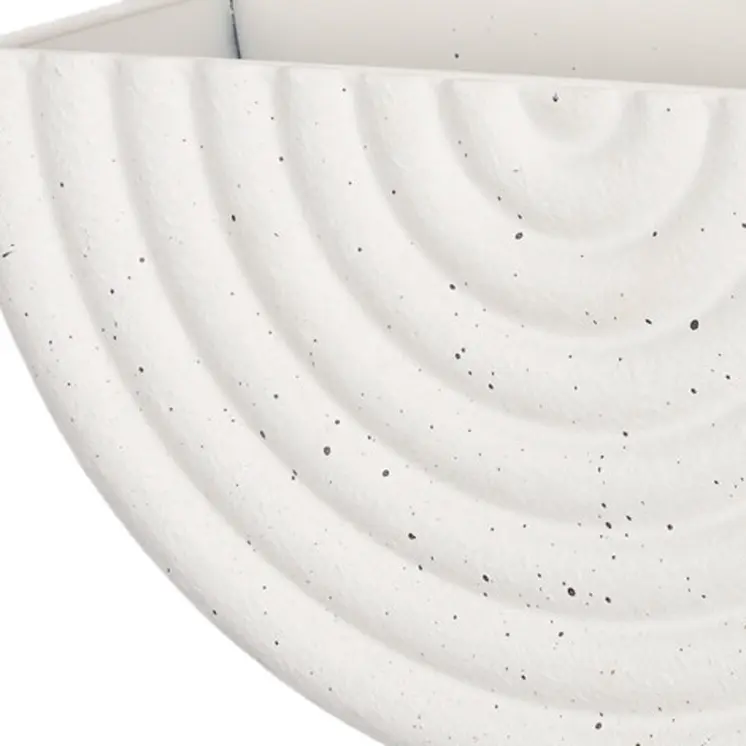 Set of Two White Metal Geometric Half Moon Wall Planters