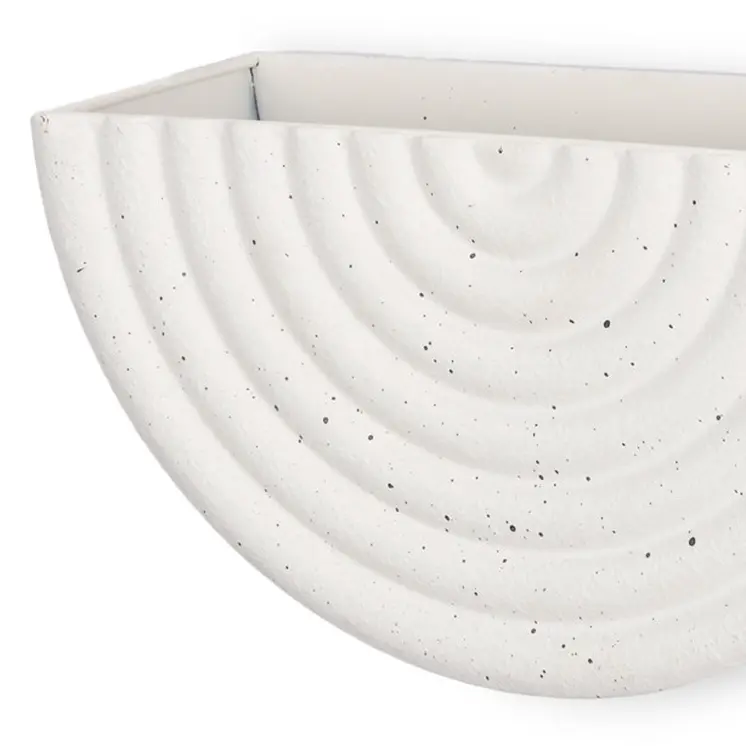 Set of Two White Metal Geometric Half Moon Wall Planters