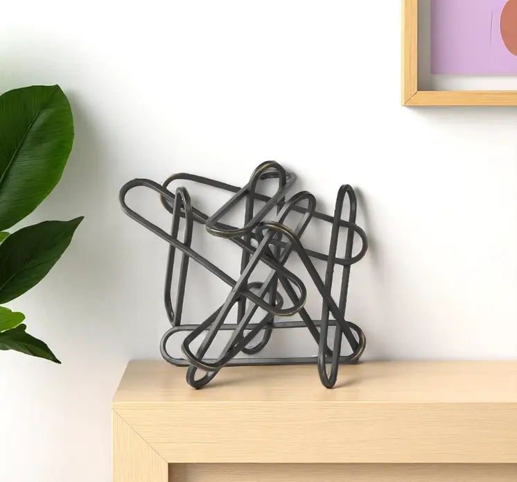 9" Black Metal Abstract Tabletop Sculpture