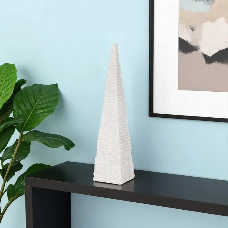 16" White Marble Spike Tabletop Sculpture