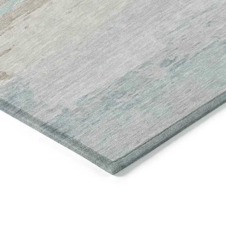 9' X 12' Ivory Abstract Washable Indoor Outdoor Area Rug