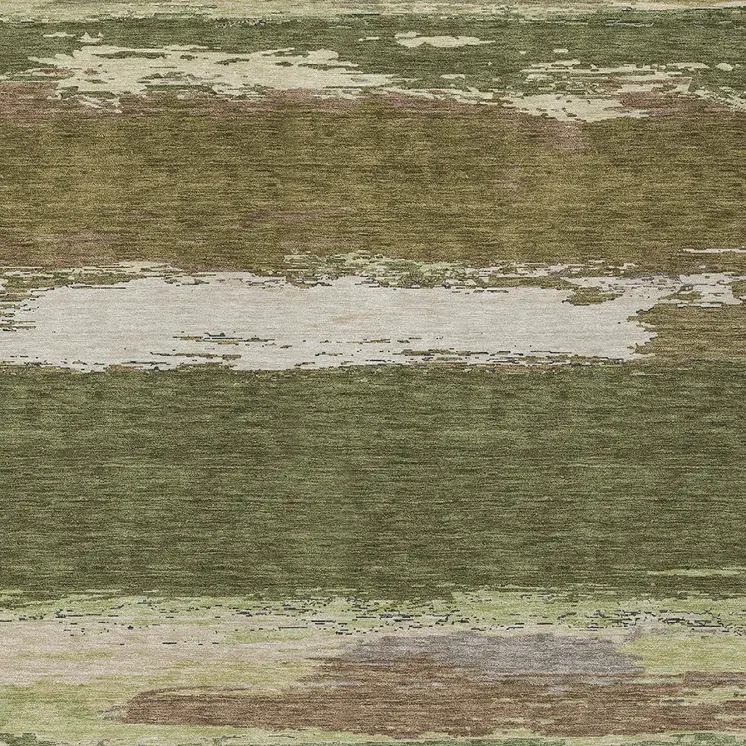 10' X 14' Olive Green Abstract Washable Indoor Outdoor Area Rug