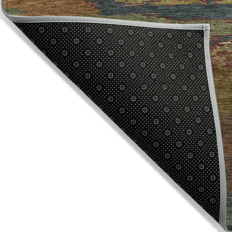 8' X 10' Terra Cotta Abstract Washable Indoor Outdoor Area Rug