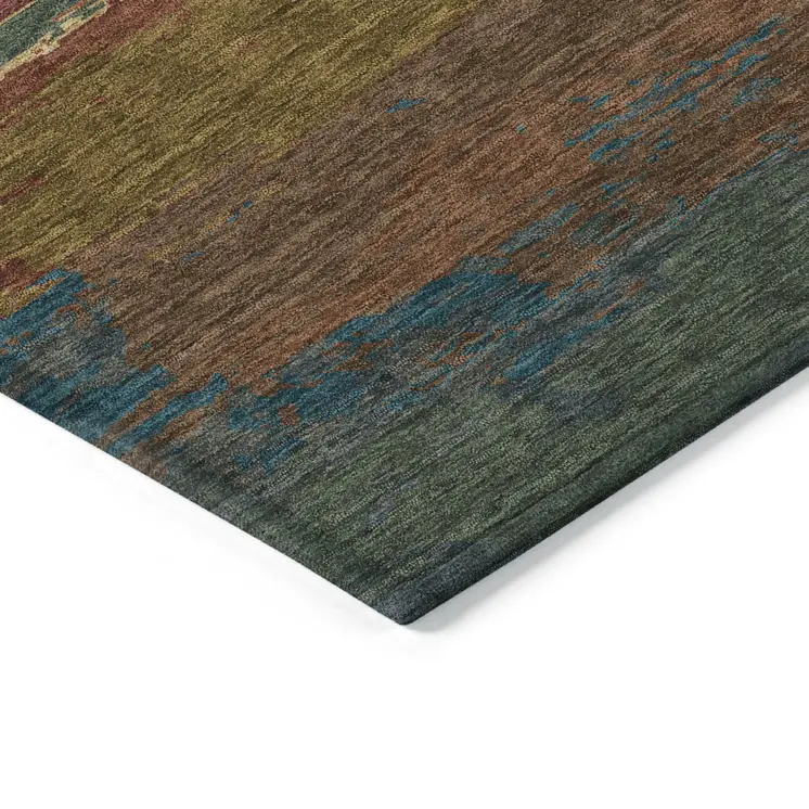 8' X 10' Terra Cotta Abstract Washable Indoor Outdoor Area Rug