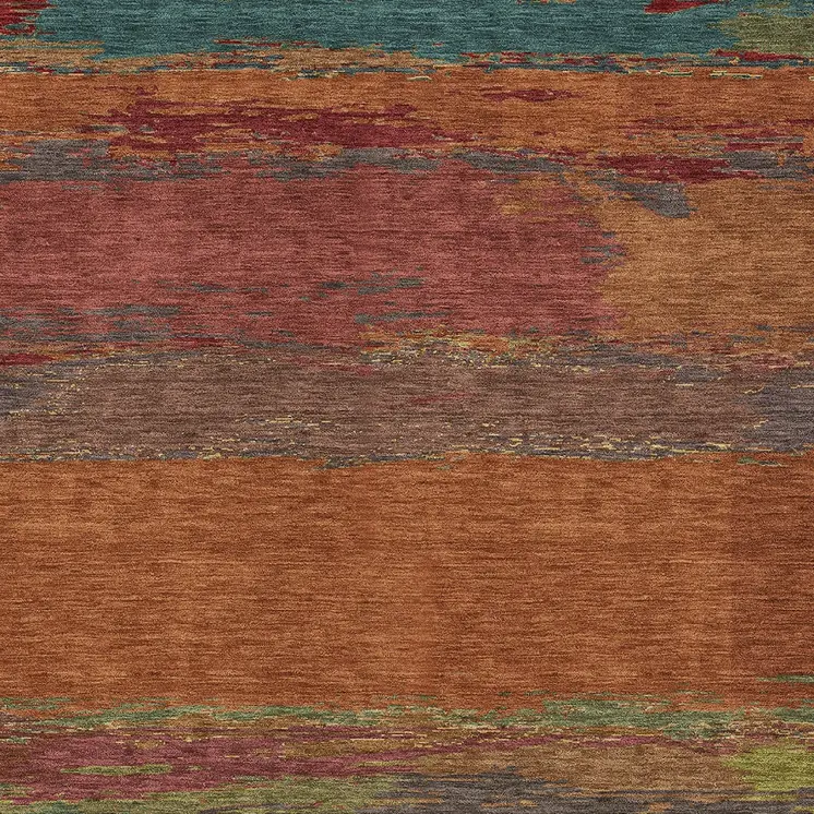 8' X 10' Terra Cotta Abstract Washable Indoor Outdoor Area Rug