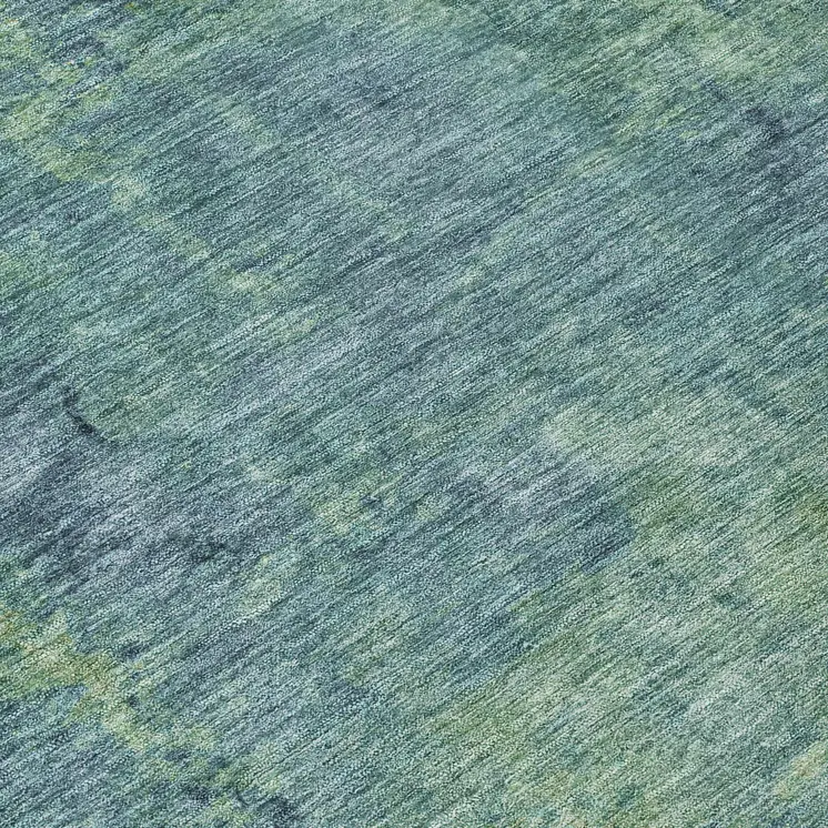 8' Blue Round Abstract Washable Indoor Outdoor Area Rug