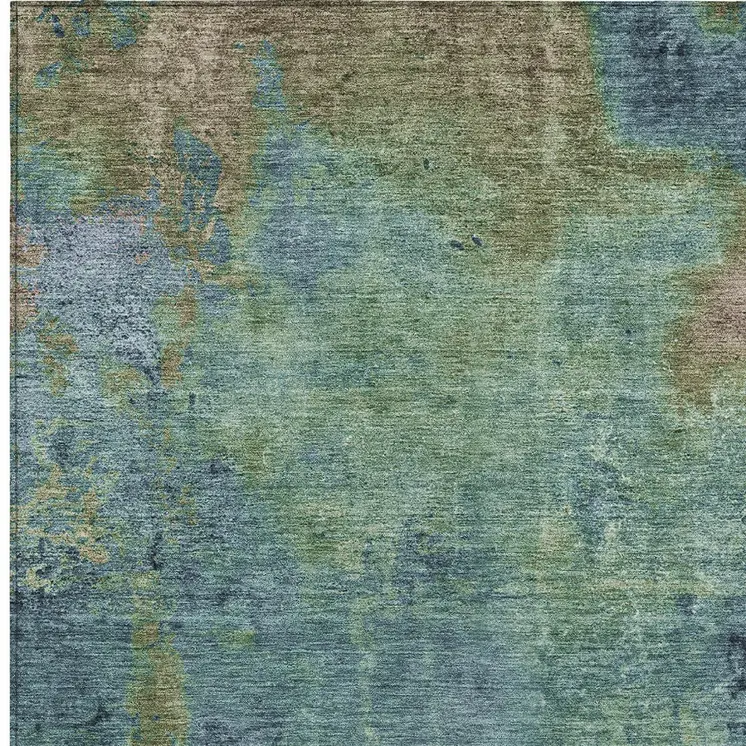 10' X 14' Blue Abstract Washable Indoor Outdoor Area Rug