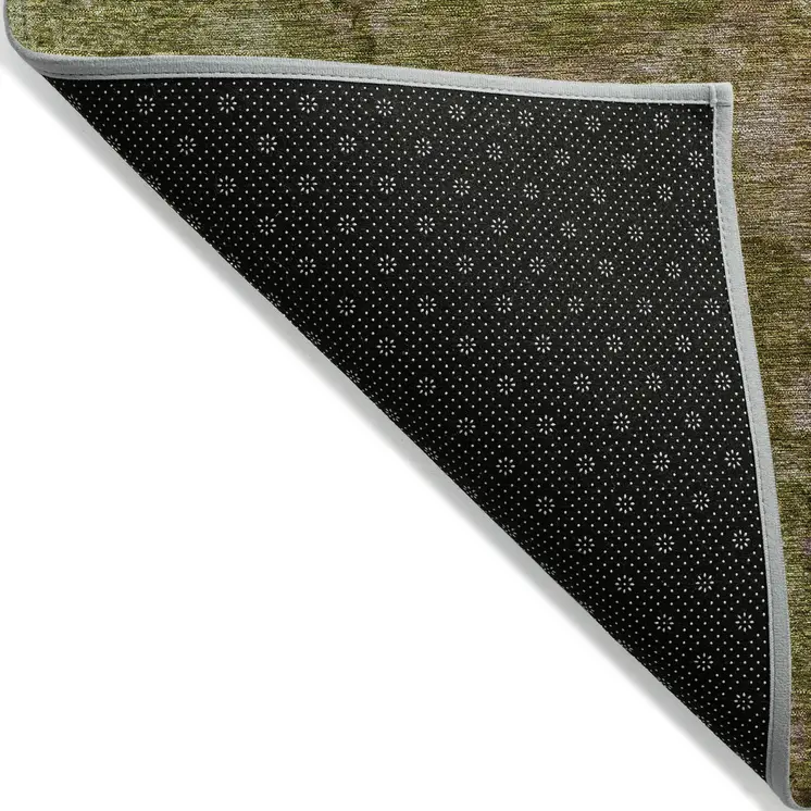 3' X 5' Green Abstract Washable Indoor Outdoor Area Rug