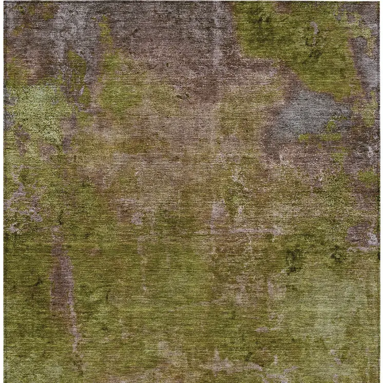 9' X 12' Green Abstract Washable Indoor Outdoor Area Rug