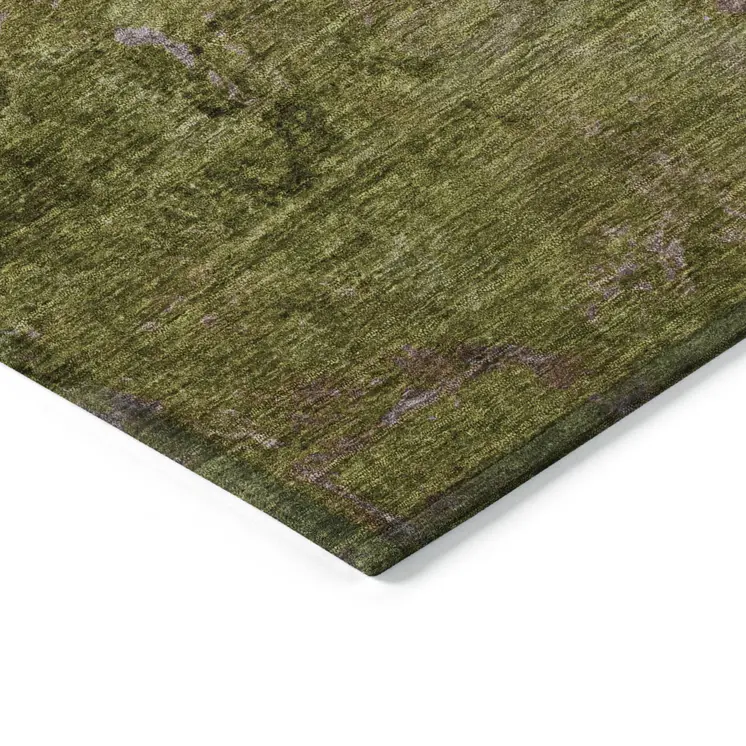9' X 12' Green Abstract Washable Indoor Outdoor Area Rug