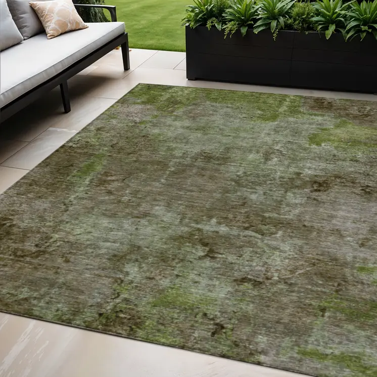 5' X 8' Brown Abstract Washable Indoor Outdoor Area Rug
