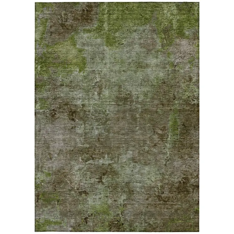 8' X 10' Brown Abstract Washable Indoor Outdoor Area Rug