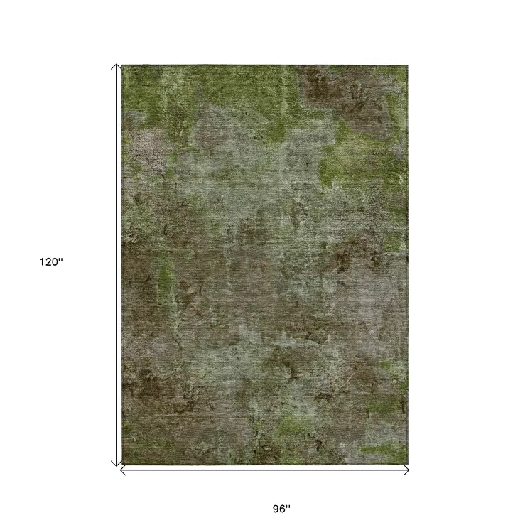8' X 10' Brown Abstract Washable Indoor Outdoor Area Rug
