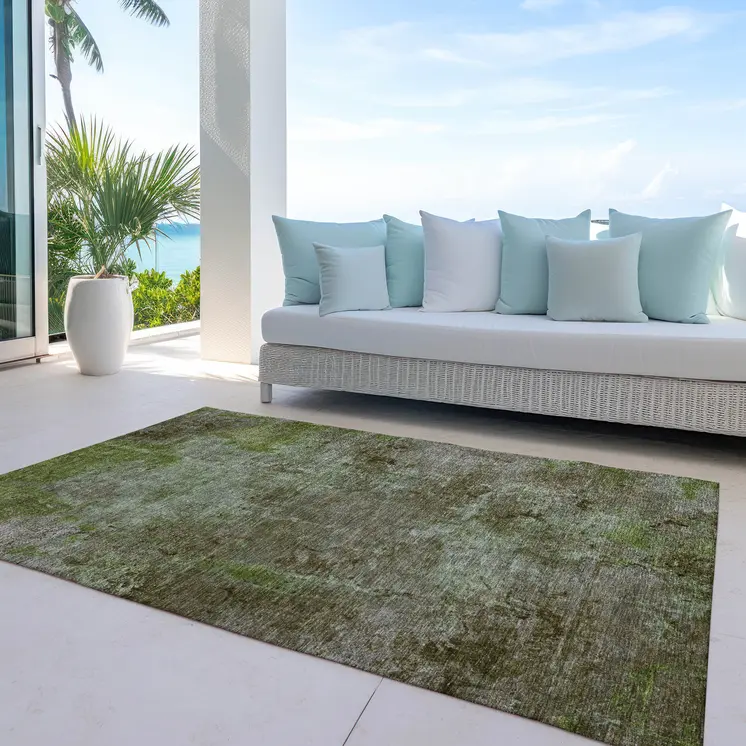 8' X 10' Brown Abstract Washable Indoor Outdoor Area Rug