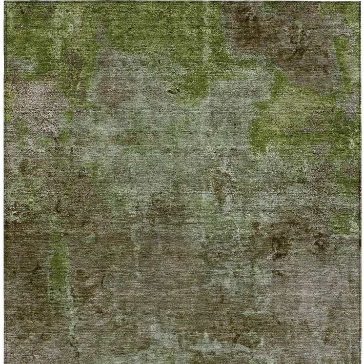 8' X 10' Brown Abstract Washable Indoor Outdoor Area Rug