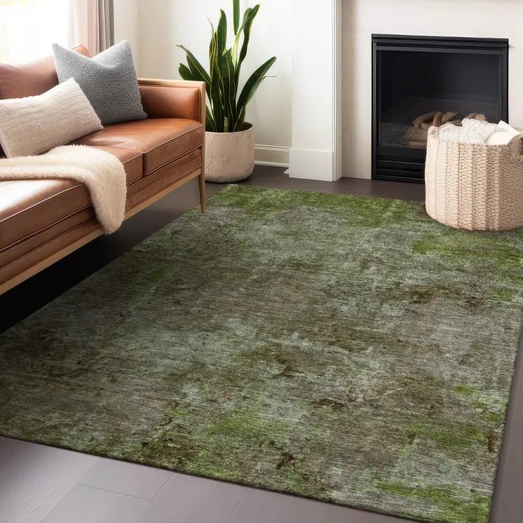 8' X 10' Brown Abstract Washable Indoor Outdoor Area Rug