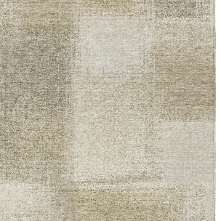8' X 10' Taupe Geometric Washable Indoor Outdoor Area Rug