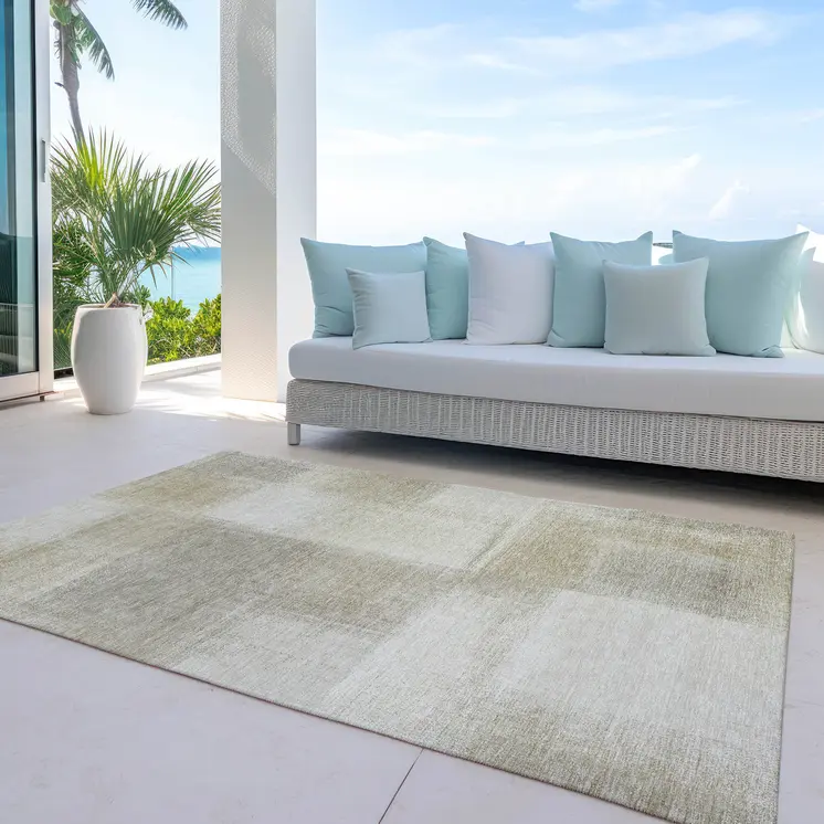 8' X 10' Taupe Geometric Washable Indoor Outdoor Area Rug