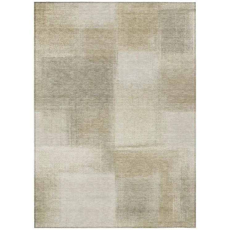 8' X 10' Taupe Geometric Washable Indoor Outdoor Area Rug