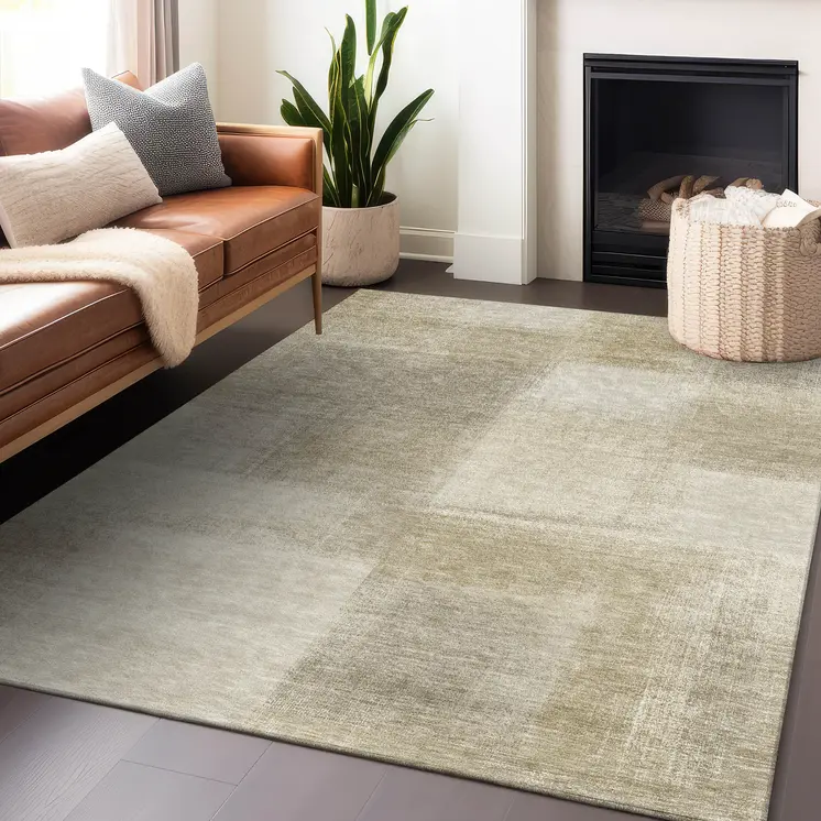 8' X 10' Taupe Geometric Washable Indoor Outdoor Area Rug