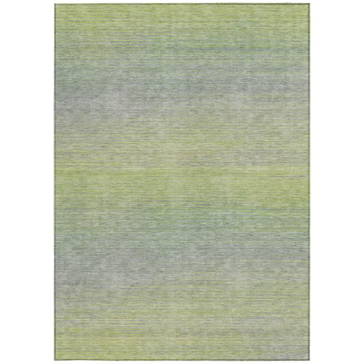 3' X 5' Artichoke Green Striped Washable Indoor Outdoor Area Rug
