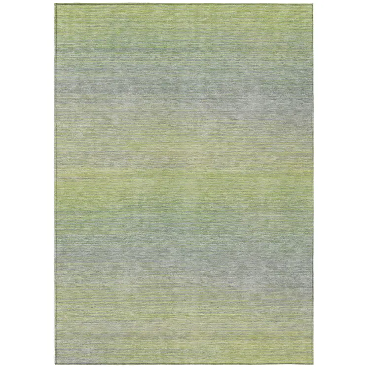 3' X 5' Artichoke Green Striped Washable Indoor Outdoor Area Rug