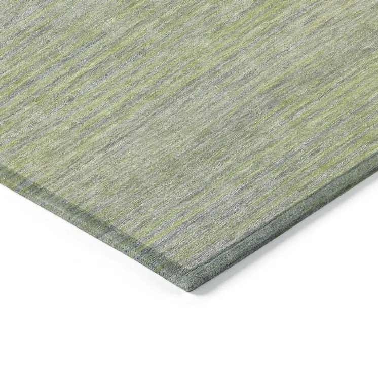 3' X 5' Artichoke Green Striped Washable Indoor Outdoor Area Rug
