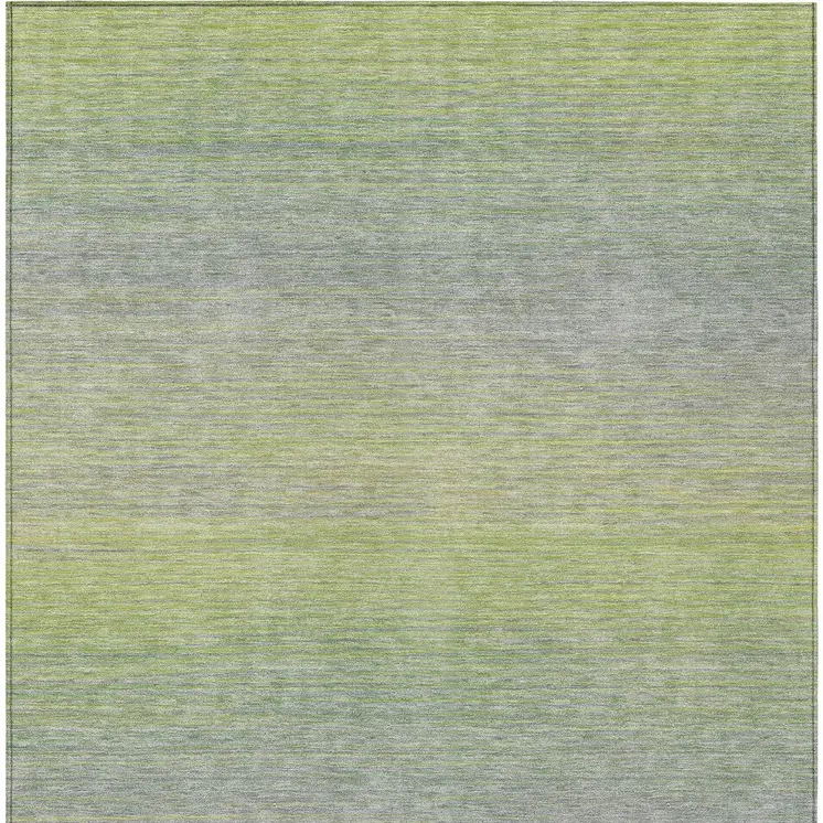 9' X 12' Artichoke Green Striped Washable Indoor Outdoor Area Rug