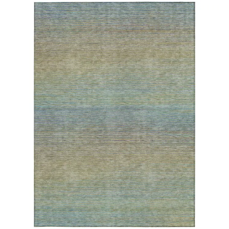 3' X 5' Blue Striped Washable Indoor Outdoor Area Rug
