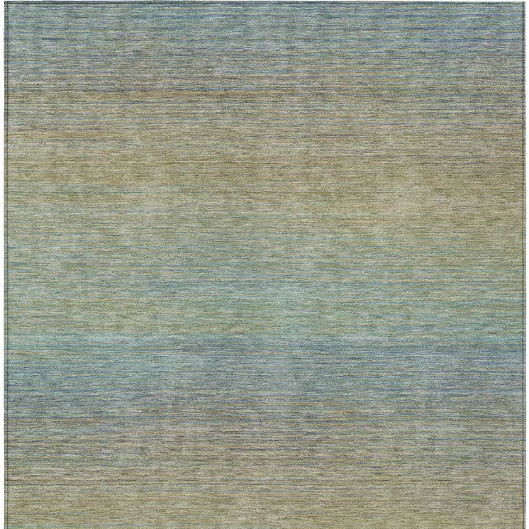 5' X 8' Blue Striped Washable Indoor Outdoor Area Rug