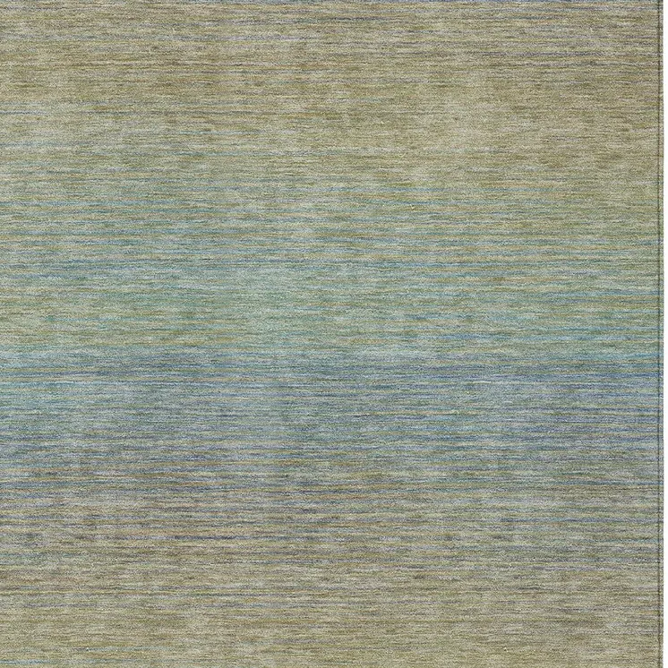 9' X 12' Blue Striped Washable Indoor Outdoor Area Rug