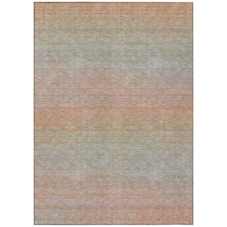 3' X 5' Coral Striped Washable Indoor Outdoor Area Rug
