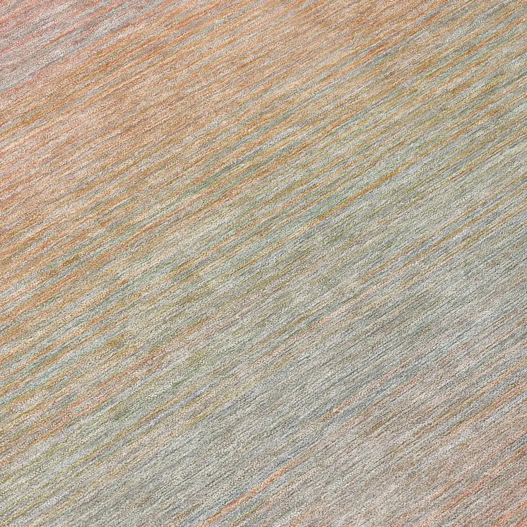 8' Coral Round Striped Washable Indoor Outdoor Area Rug