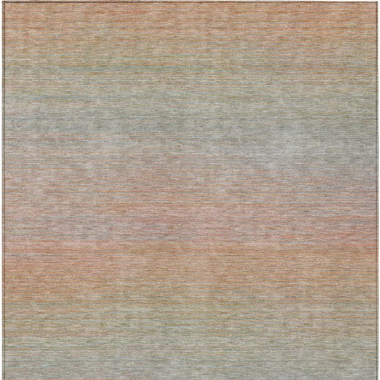 8' X 10' Coral Striped Washable Indoor Outdoor Area Rug