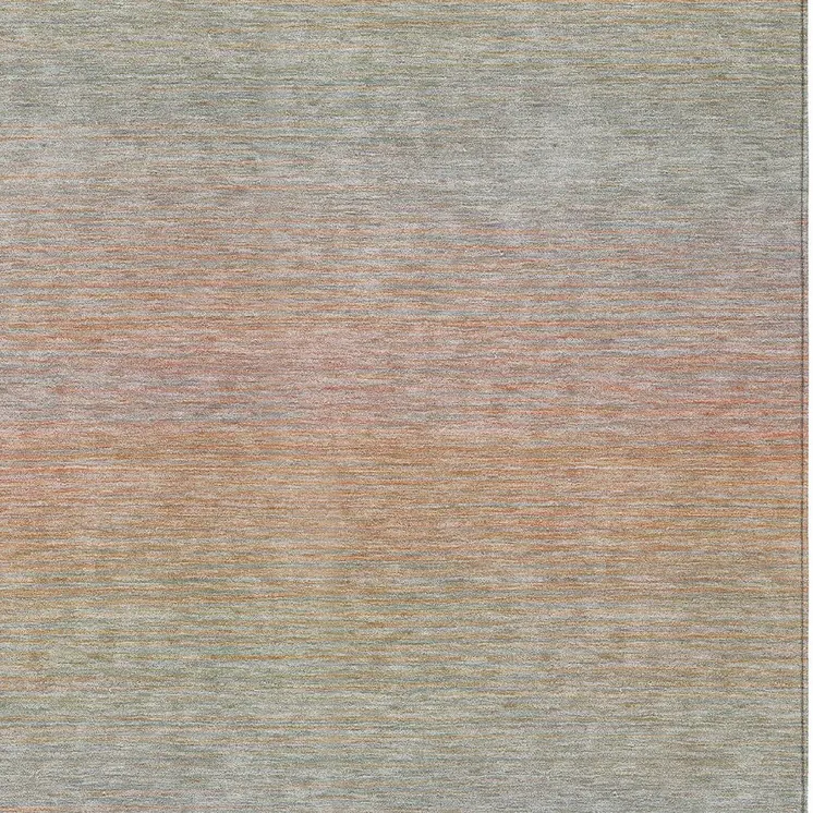 9' X 12' Coral Striped Washable Indoor Outdoor Area Rug