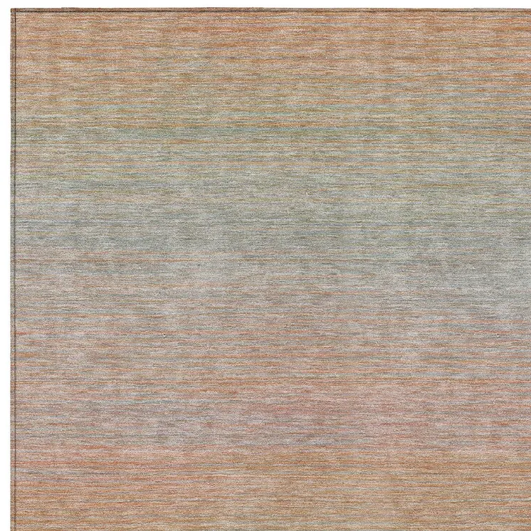 10' X 14' Coral Striped Washable Indoor Outdoor Area Rug
