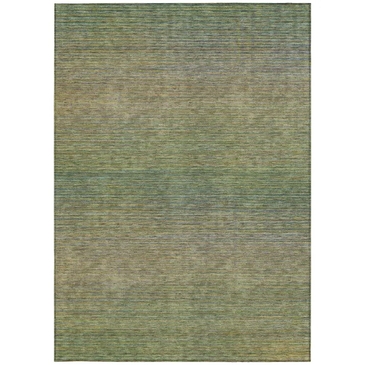 3' X 5' Fern Green Striped Washable Indoor Outdoor Area Rug