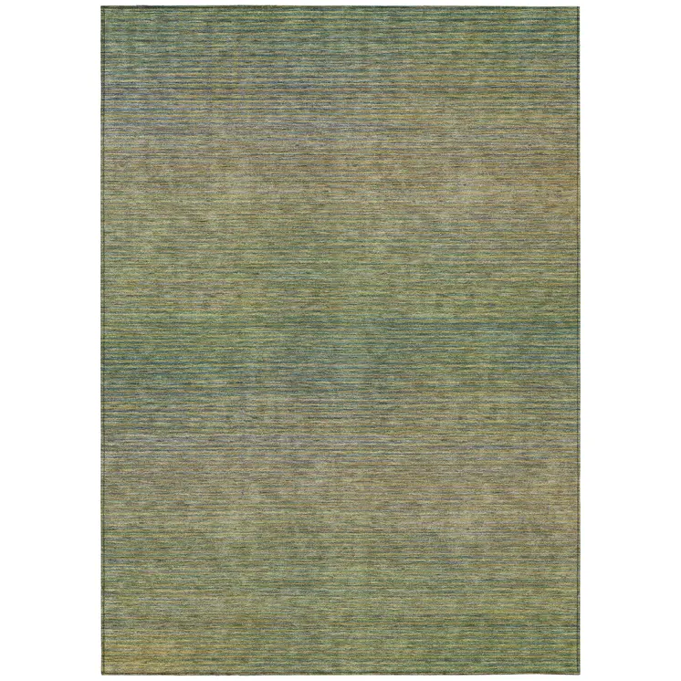 3' X 5' Fern Green Striped Washable Indoor Outdoor Area Rug