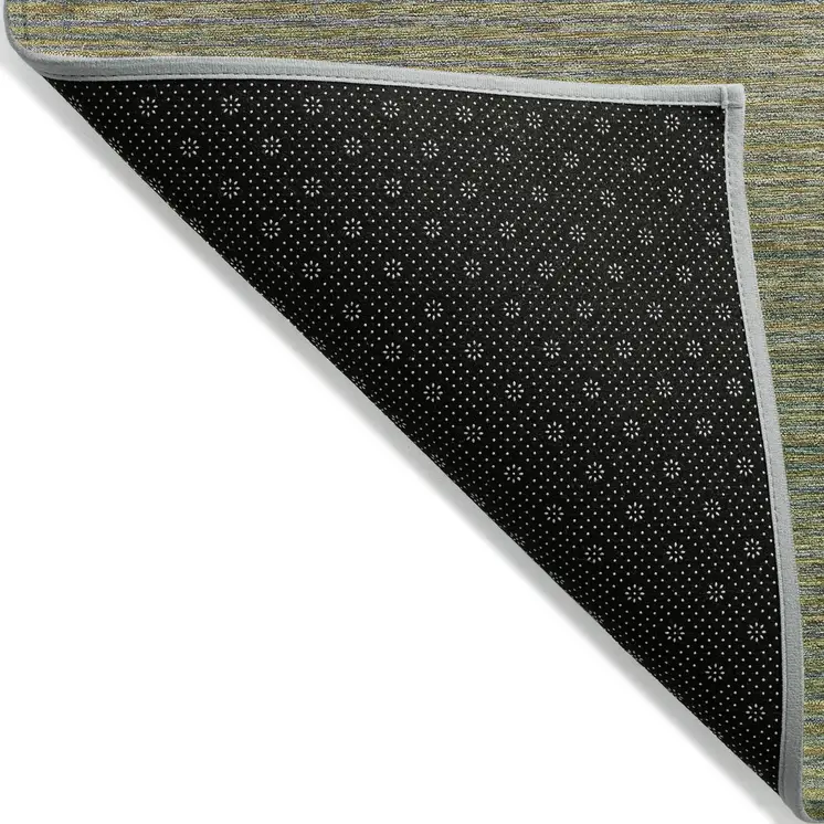 3' X 5' Fern Green Striped Washable Indoor Outdoor Area Rug