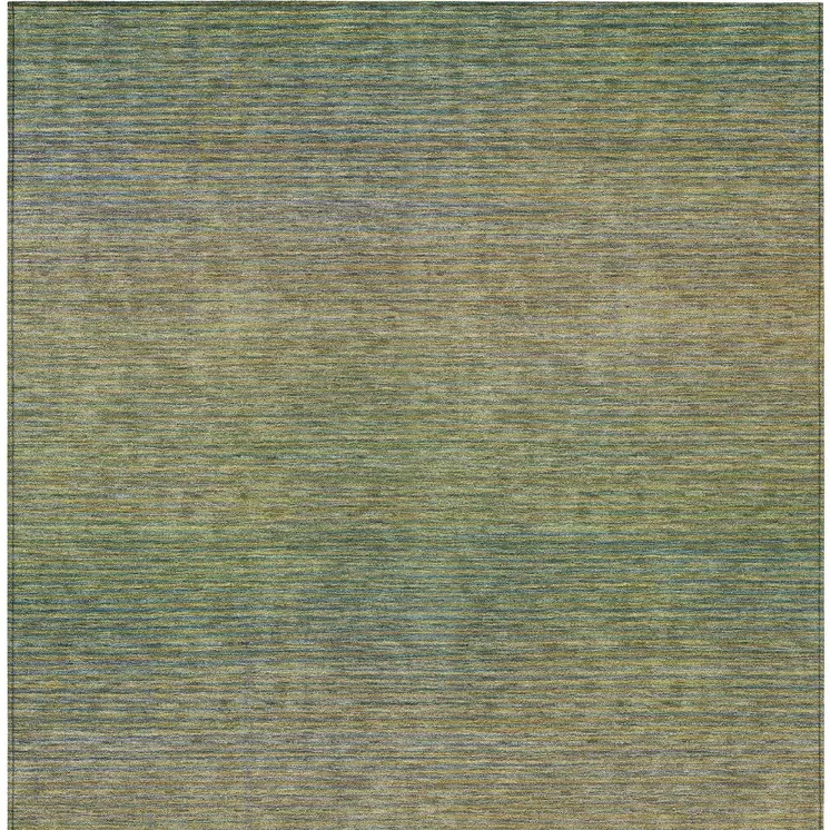 3' X 5' Fern Green Striped Washable Indoor Outdoor Area Rug