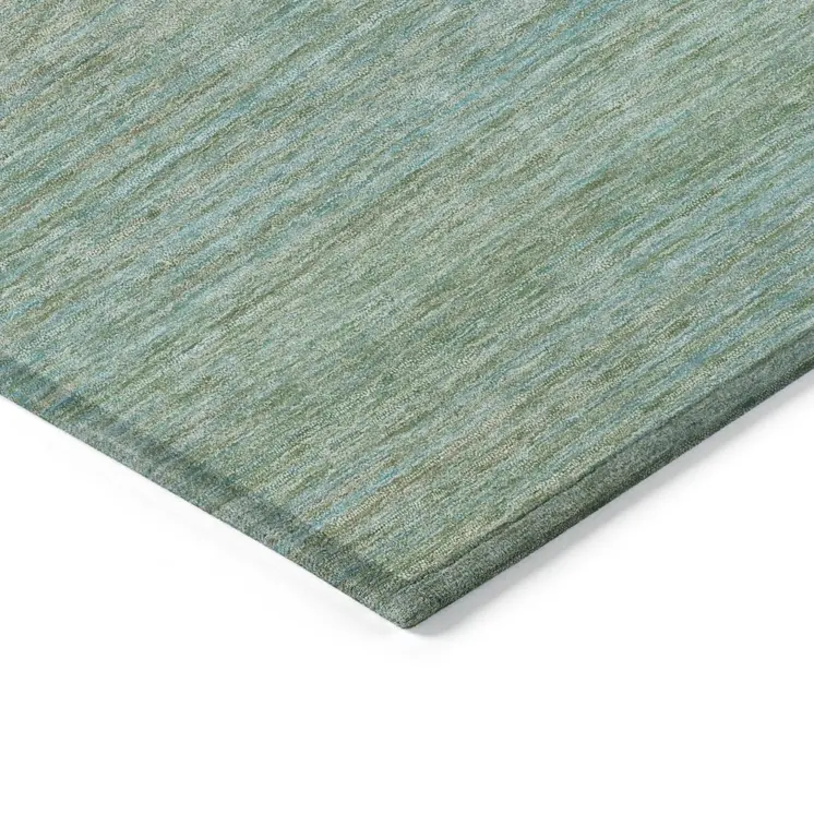 9' X 12' Teal Blue Striped Washable Indoor Outdoor Area Rug